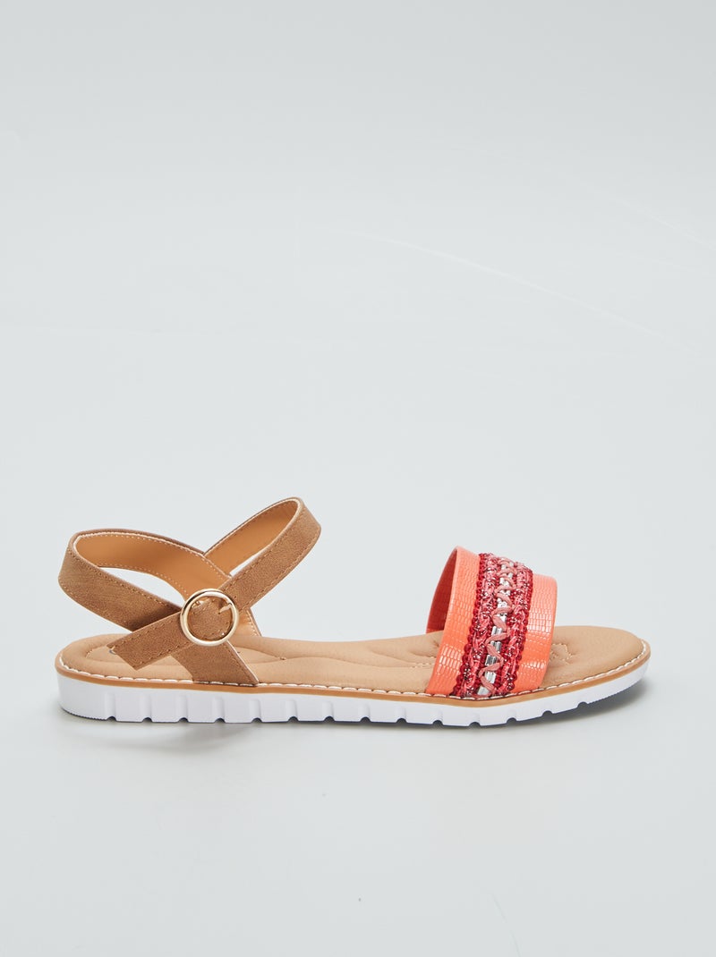 Sandales plates Rouge - Kiabi