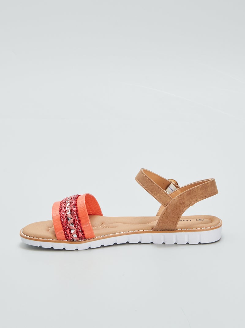 Sandales plates Rouge - Kiabi