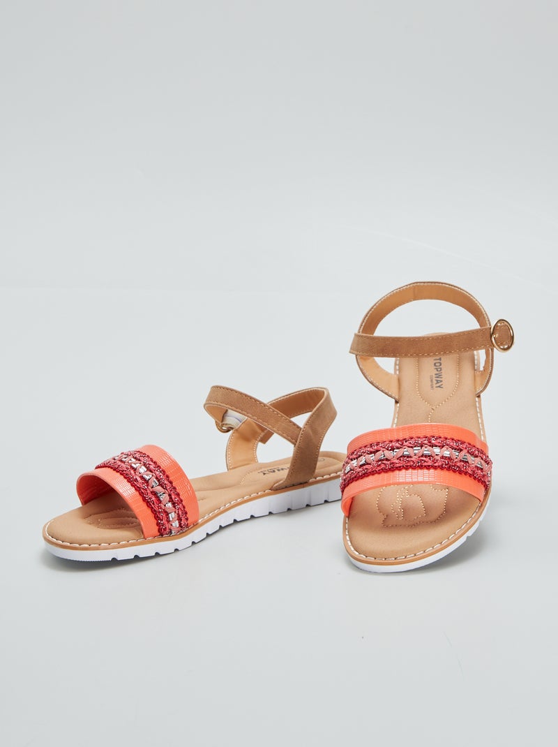 Sandales plates Rouge - Kiabi