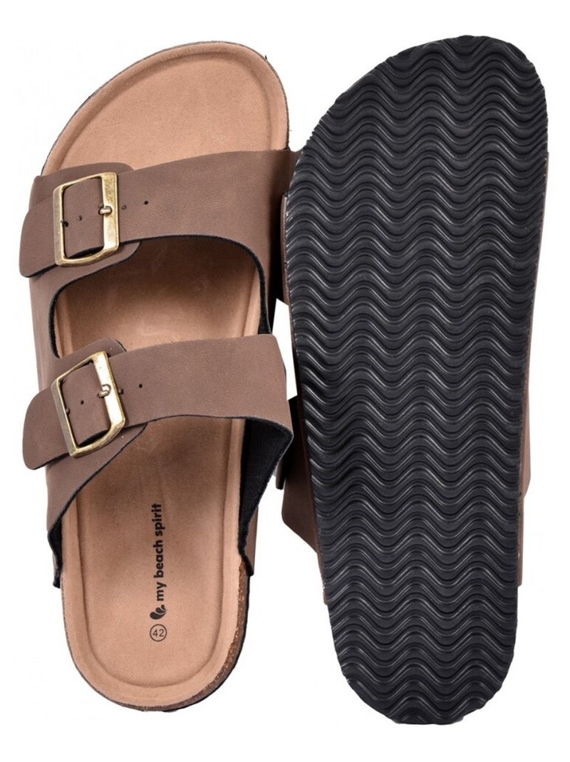 Sandales PREMIUM Boucle Marron - Kiabi