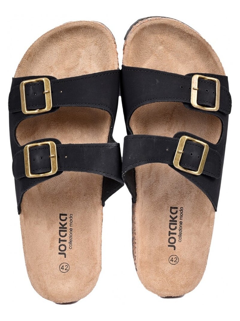 Sandales PREMIUM Boucle Noir - Kiabi