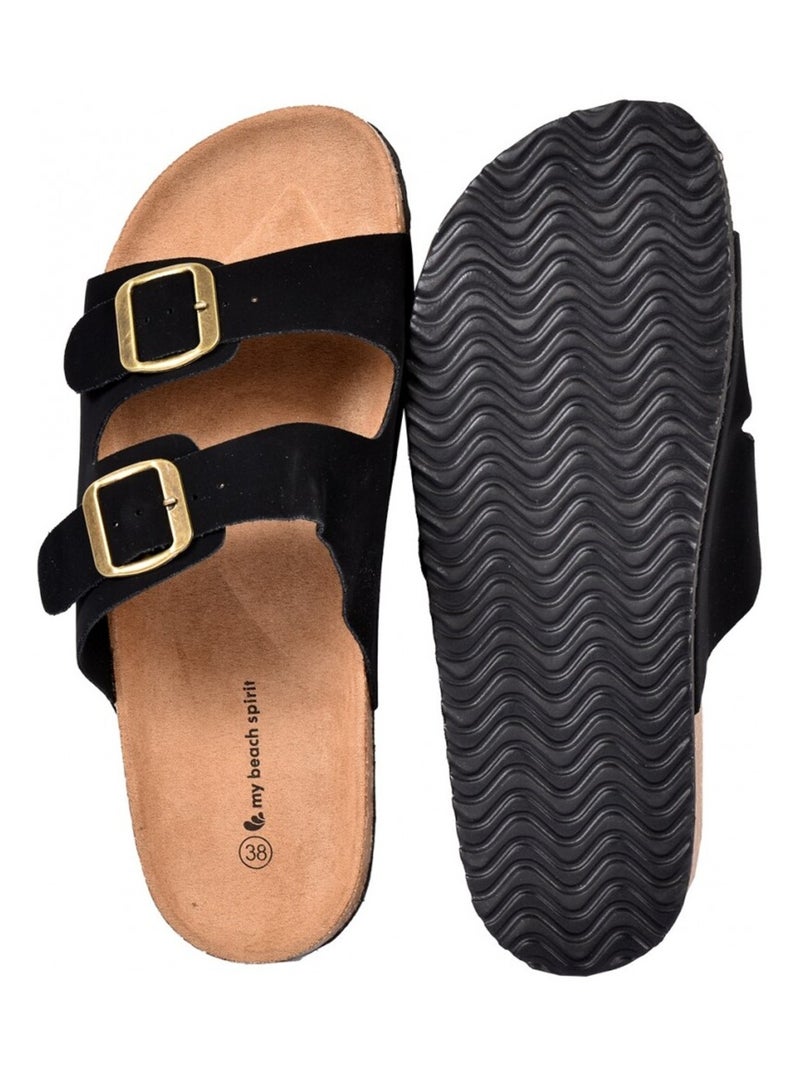 Sandales PREMIUM Boucle Noir - Kiabi
