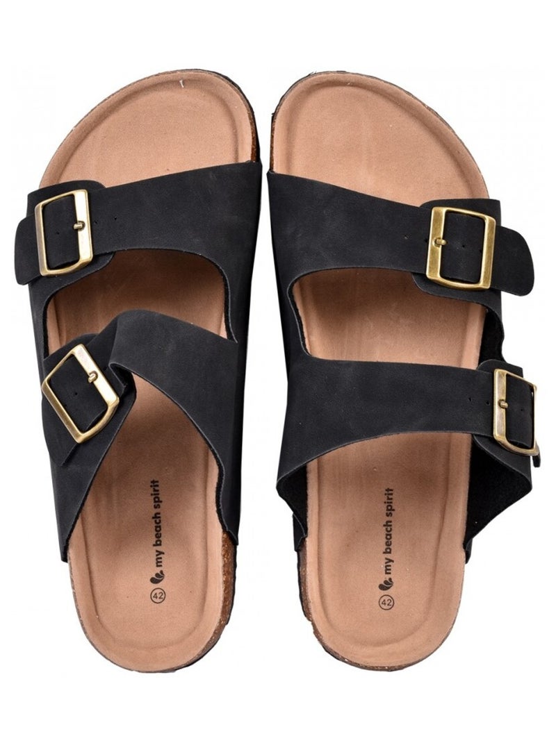Sandales PREMIUM Boucle Noir - Kiabi