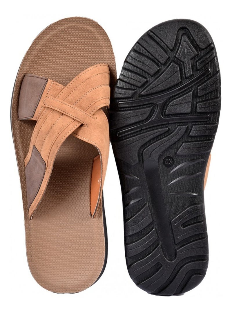 Sandales PREMIUM Claquette Camel - Kiabi