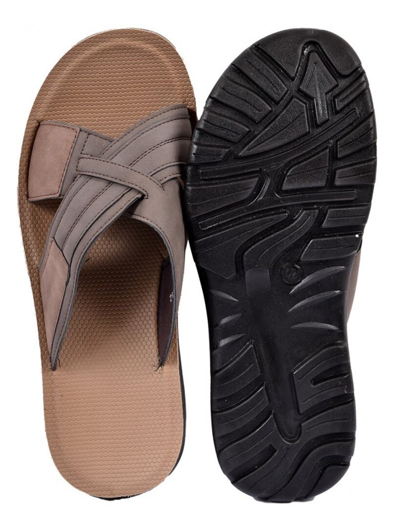 Sandales PREMIUM Claquette Marron - Kiabi