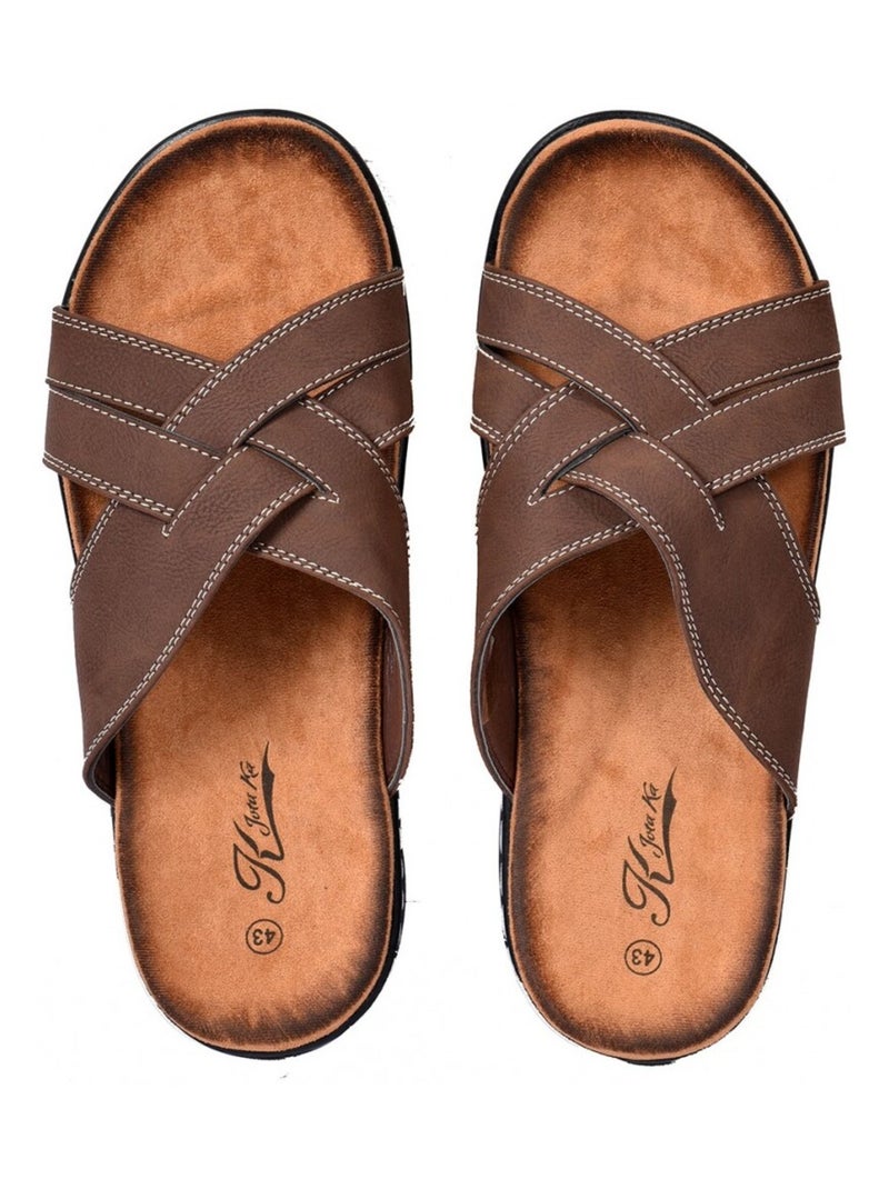 Sandales premium ouvertes Marron - Kiabi