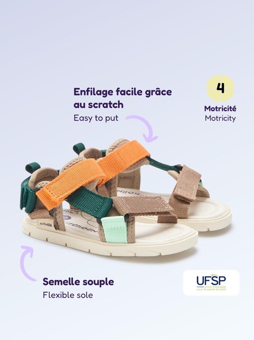 Sandales scratchées motricité 4 'marcher' - Kitchoun - Kiabi