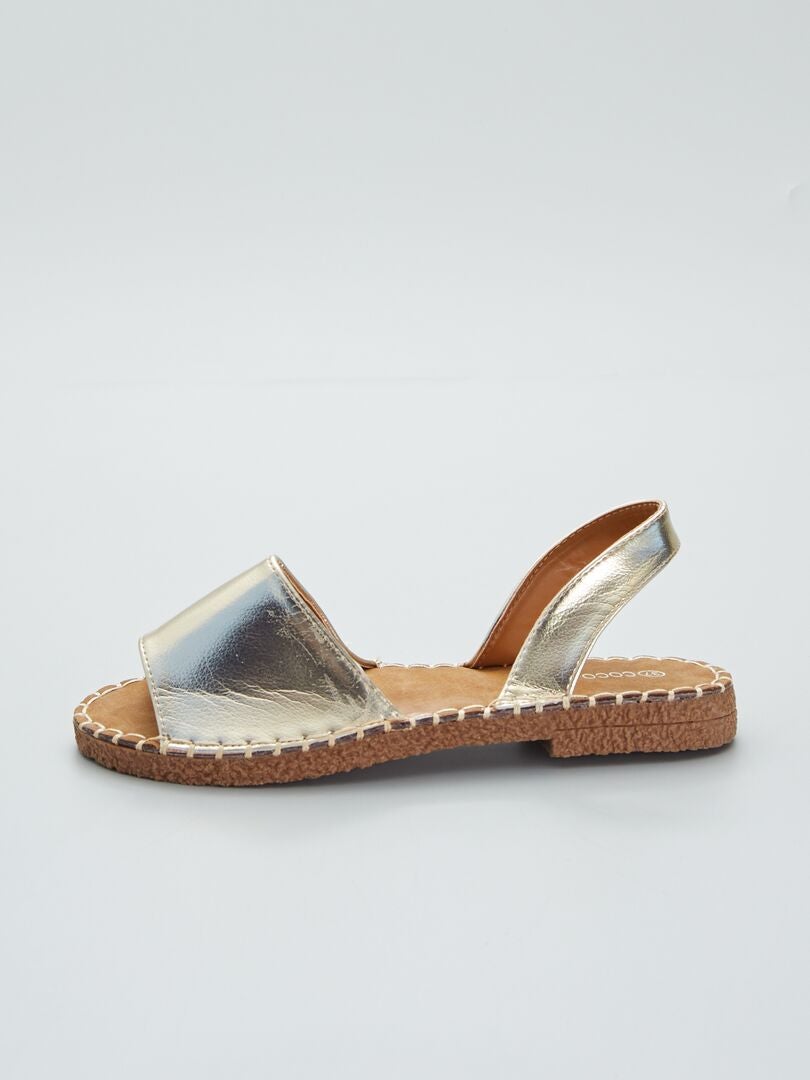 Sandales type minorquines en suédine doré - Kiabi