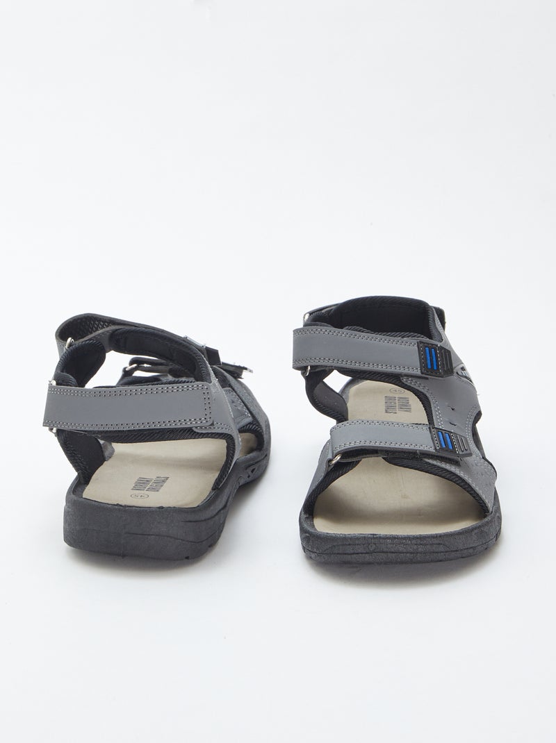 Sandales type sport à scratchs GRIS - Kiabi
