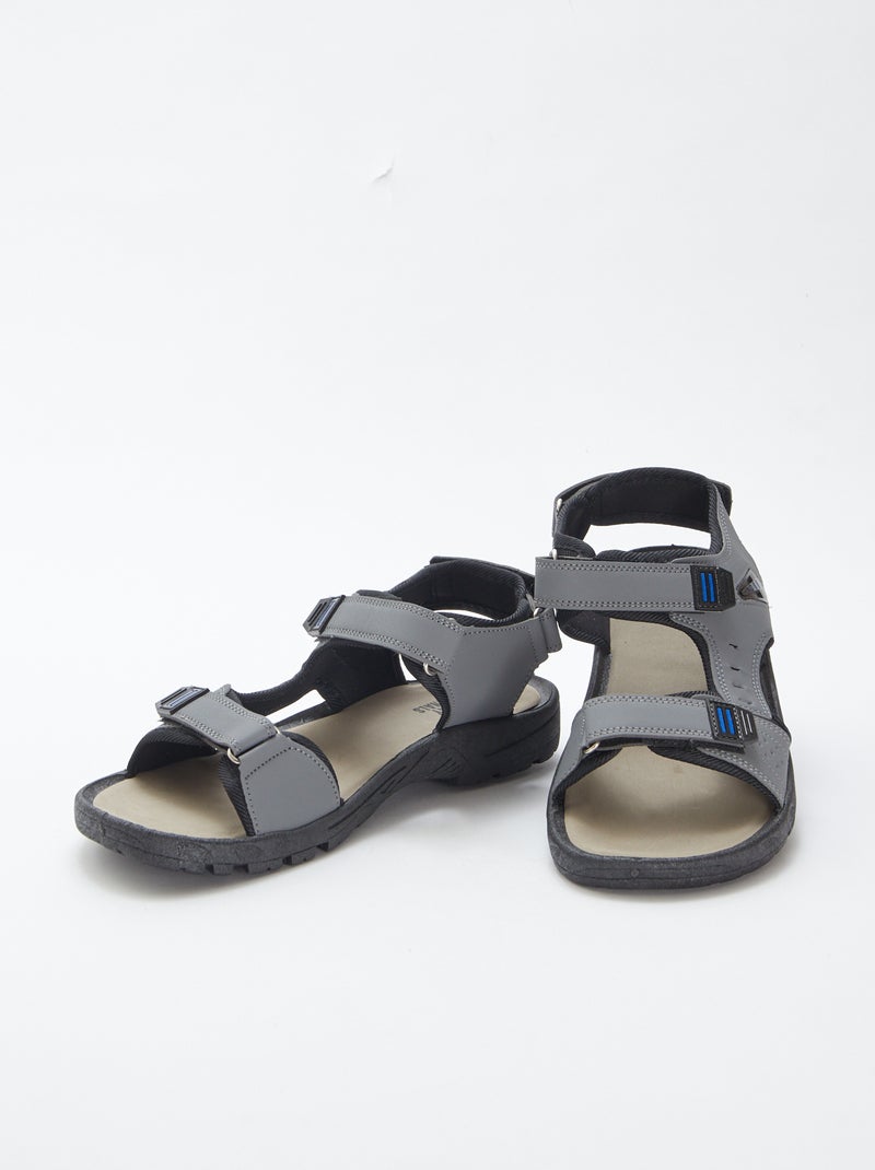 Sandales type sport à scratchs GRIS - Kiabi