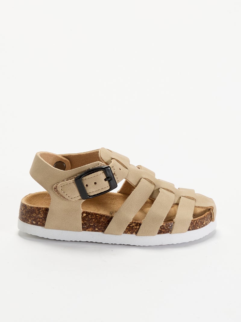 Sandales unies à boucles Beige - Kiabi