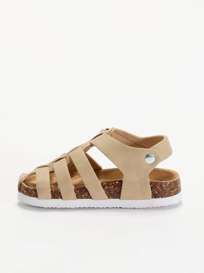 Sandales unies à boucles Beige - Kiabi
