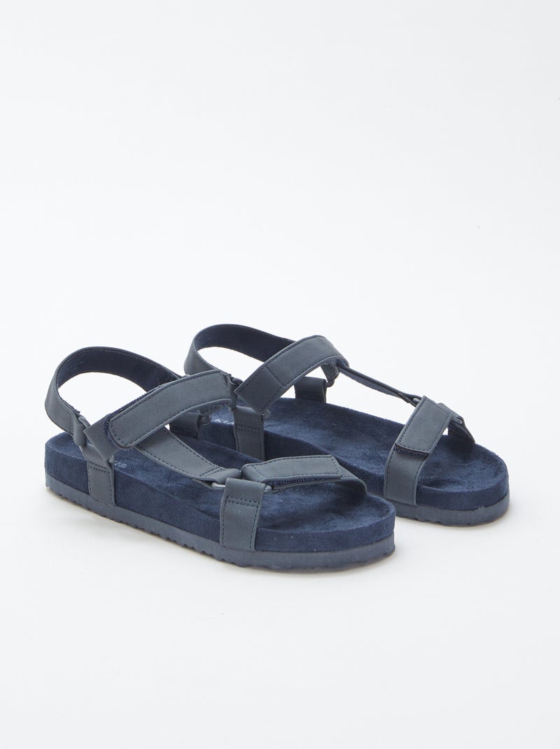 Sandales unies type trekking BLEU - Kiabi
