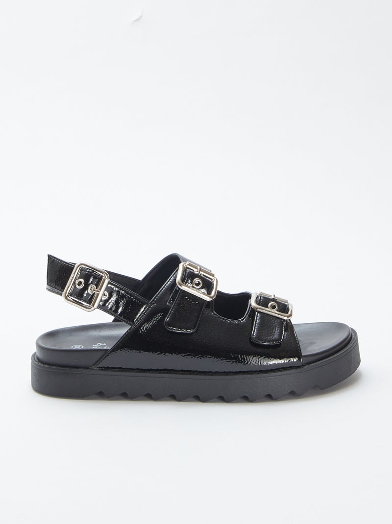 Sandales vernies à double bride NOIR - Kiabi