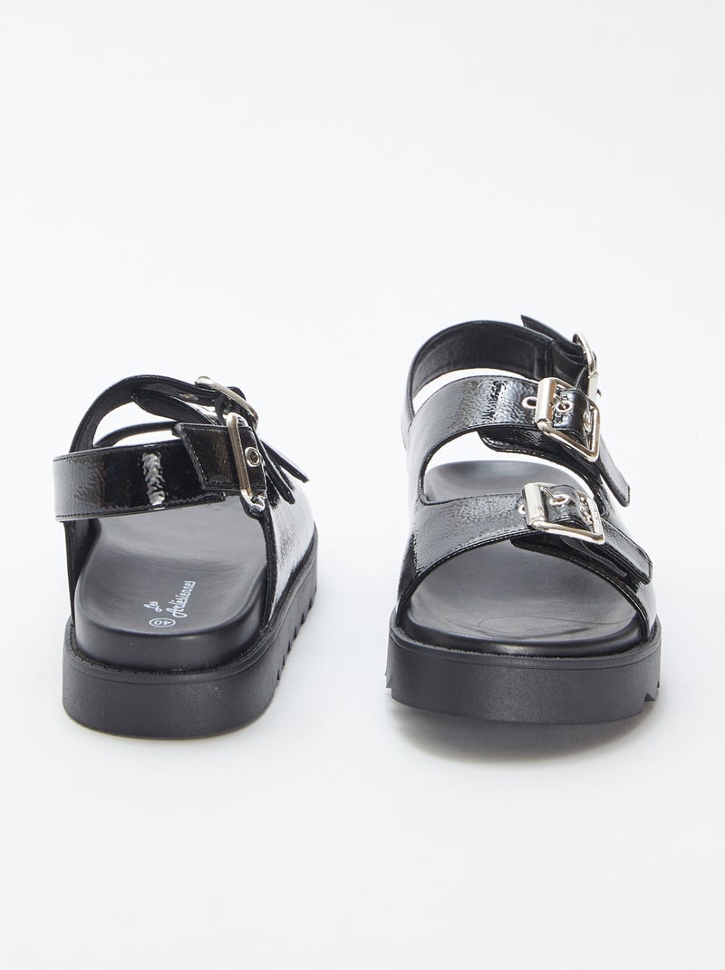 Sandales vernies à double bride NOIR - Kiabi