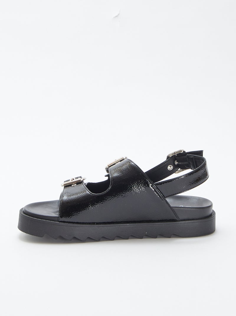 Sandales vernies à double bride NOIR - Kiabi