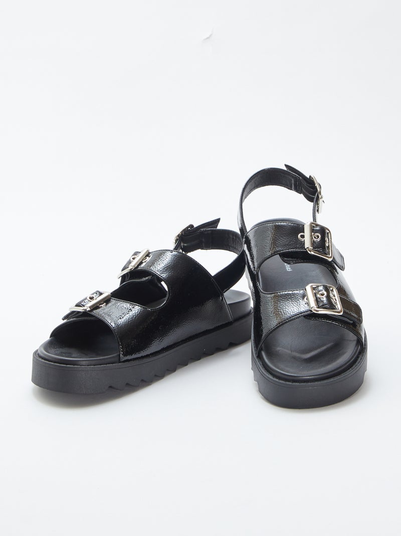 Sandales vernies à double bride NOIR - Kiabi