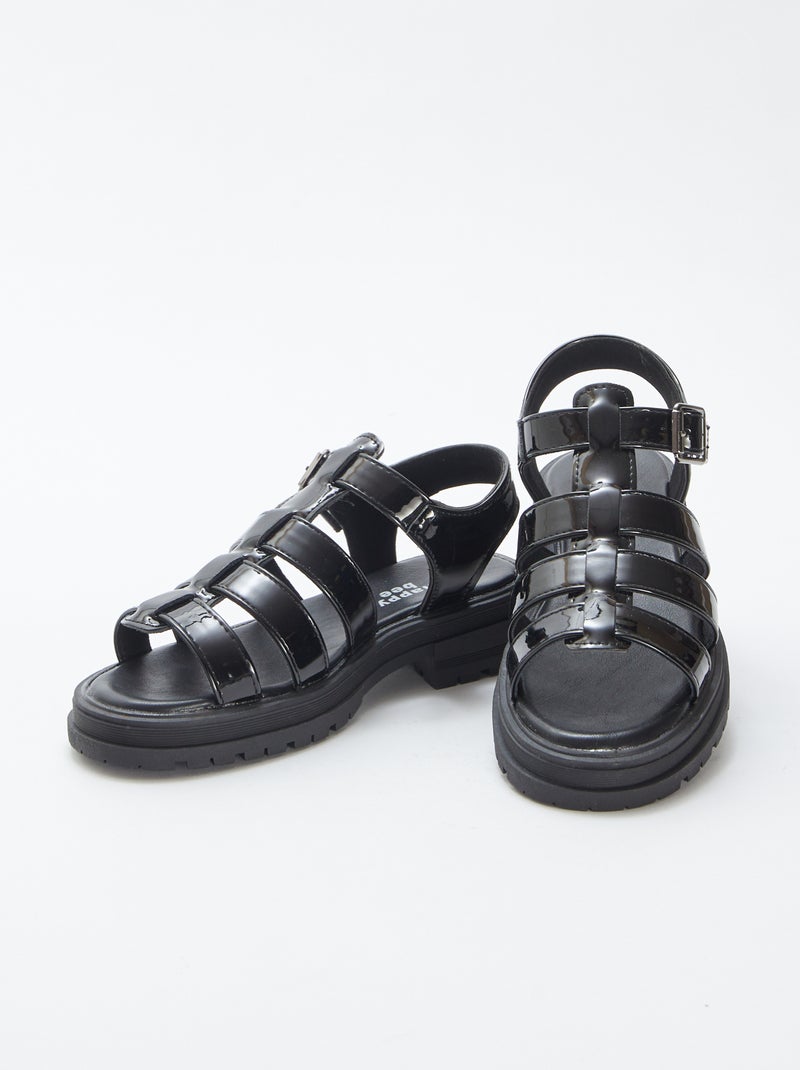 Sandales vernies à talon NOIR - Kiabi