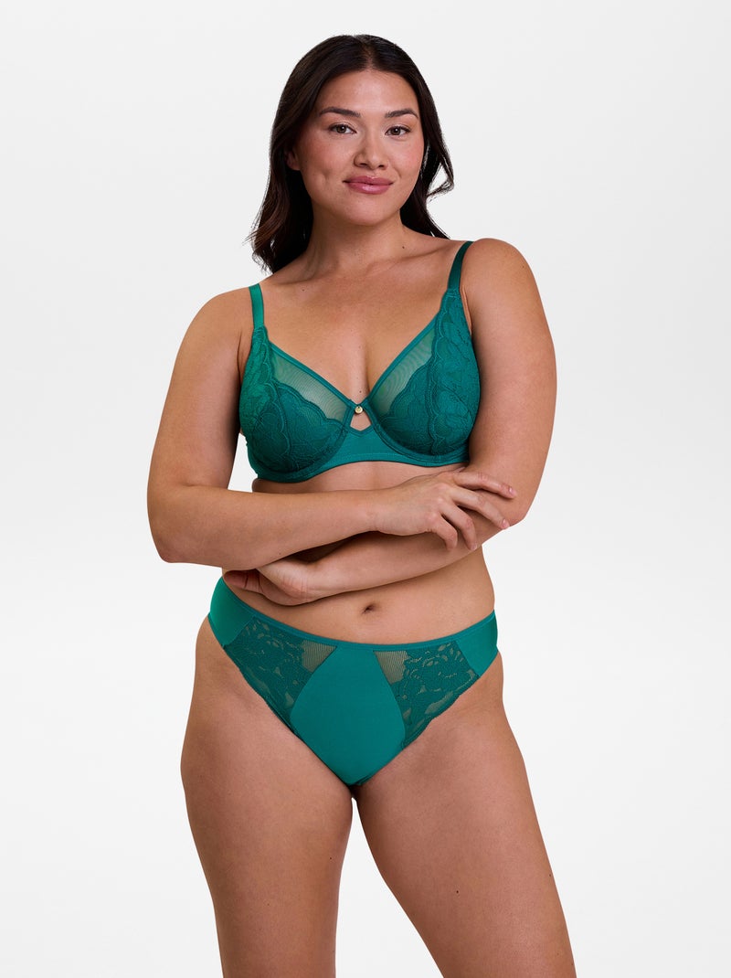 Sans Complexe | Beha van kant, microvezel en tule GROEN - Kiabi