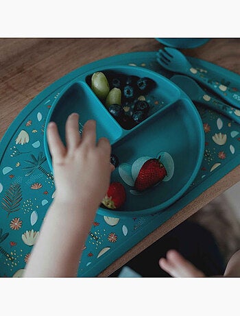 Sassi junior | assiette compartimentée en silicone avec ventouse animaux