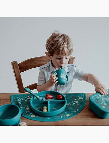 Sassi junior | assiette compartimentée en silicone avec ventouse animaux