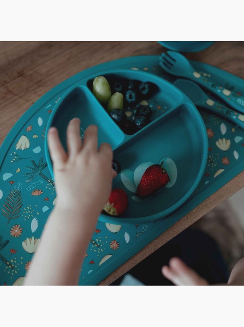Sassi junior | assiette compartimentée en silicone avec ventouse animaux Bleu - Kiabi