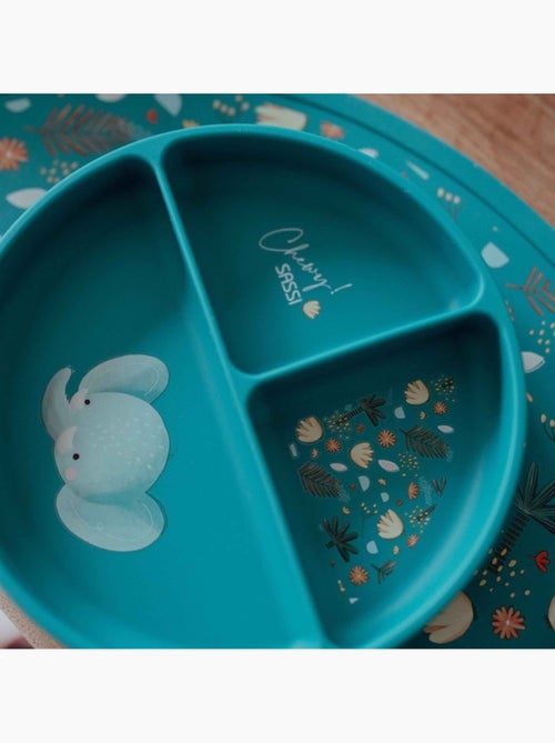 Sassi junior | assiette compartimentée en silicone avec ventouse animaux - Kiabi