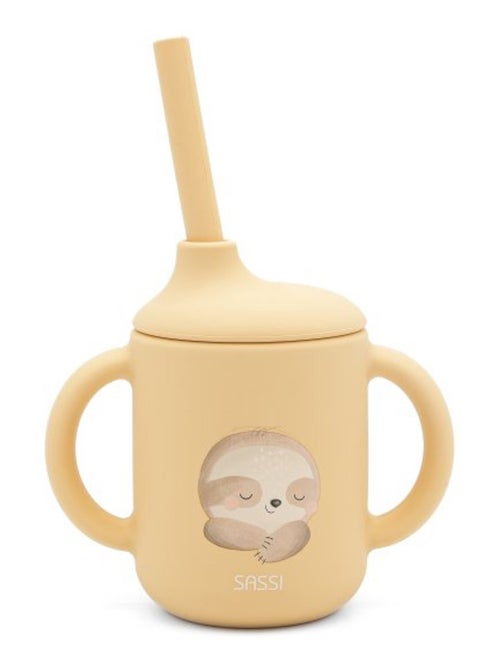 Sassi junior | gobelet en silicone avec poignées et paille 120 ml animaux - Kiabi