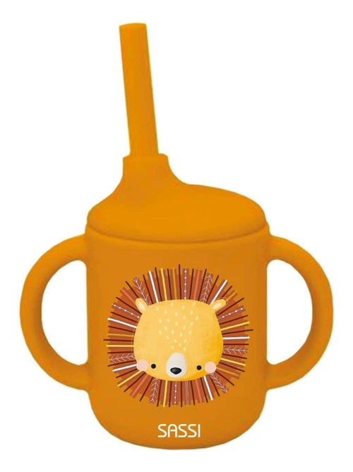 Sassi junior | gobelet en silicone avec poignées et paille 120 ml animaux - Kiabi