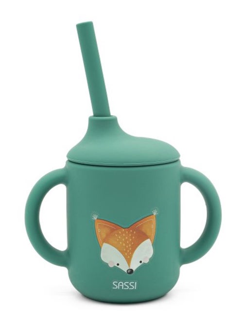 Sassi junior | gobelet en silicone avec poignées et paille 120 ml animaux - Kiabi