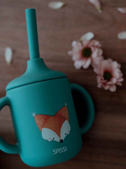 Sassi junior | gobelet en silicone avec poignées et paille 120 ml animaux - Kiabi