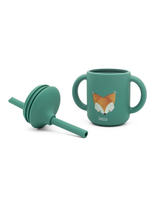 Sassi junior | gobelet en silicone avec poignées et paille 120 ml animaux - Kiabi