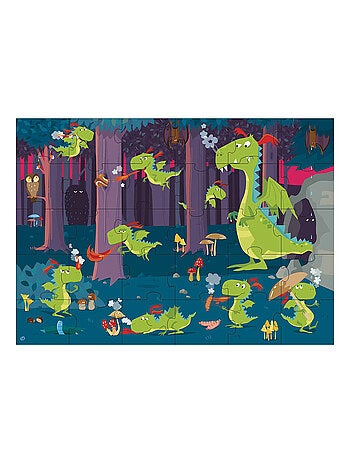 Sassi junior | puzzle géant & livre - la forêt des dragons