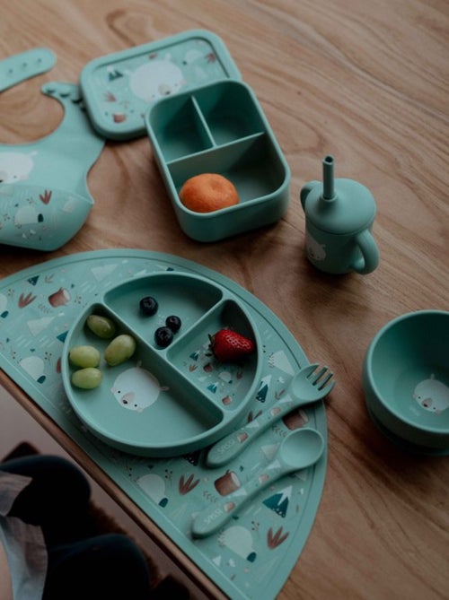 Sassi junior | set fourchette et cuillère en silicone animaux - Kiabi