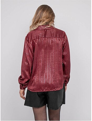 Satijnen blouse met metallic strepen orona