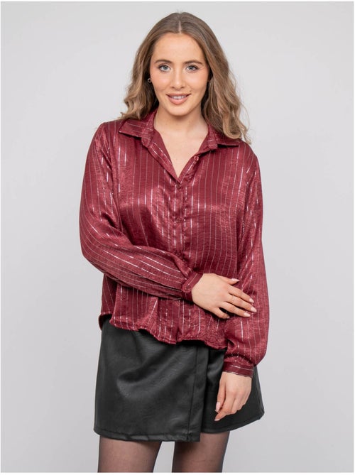 Satijnen blouse met metallic strepen orona - Kiabi