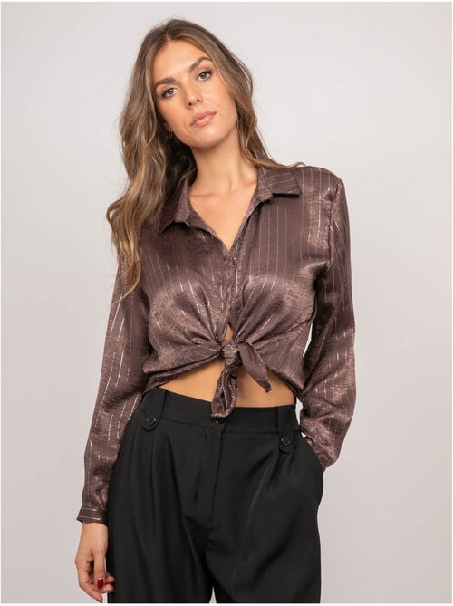 Satijnen blouse met metallic strepen orona - Kiabi