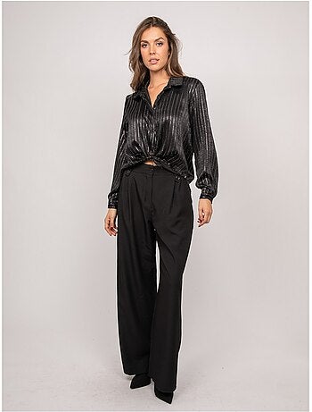 Satijnen blouse met metallic strepen orona