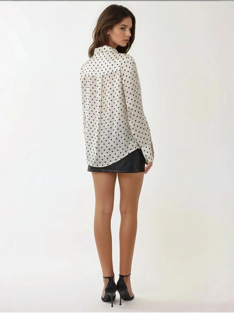 Satijnen blouse met stippen en knopen Multicolor - Kiabi
