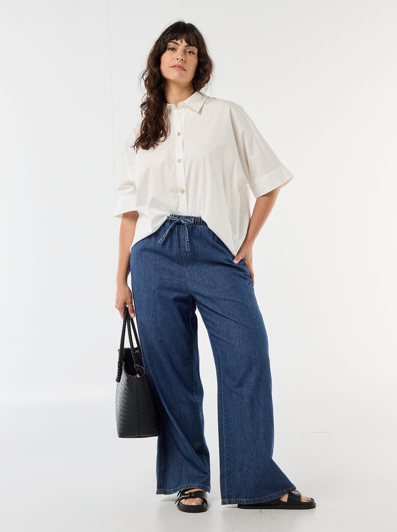 Satijnen blouse met zeesterknopen Wit - Kiabi