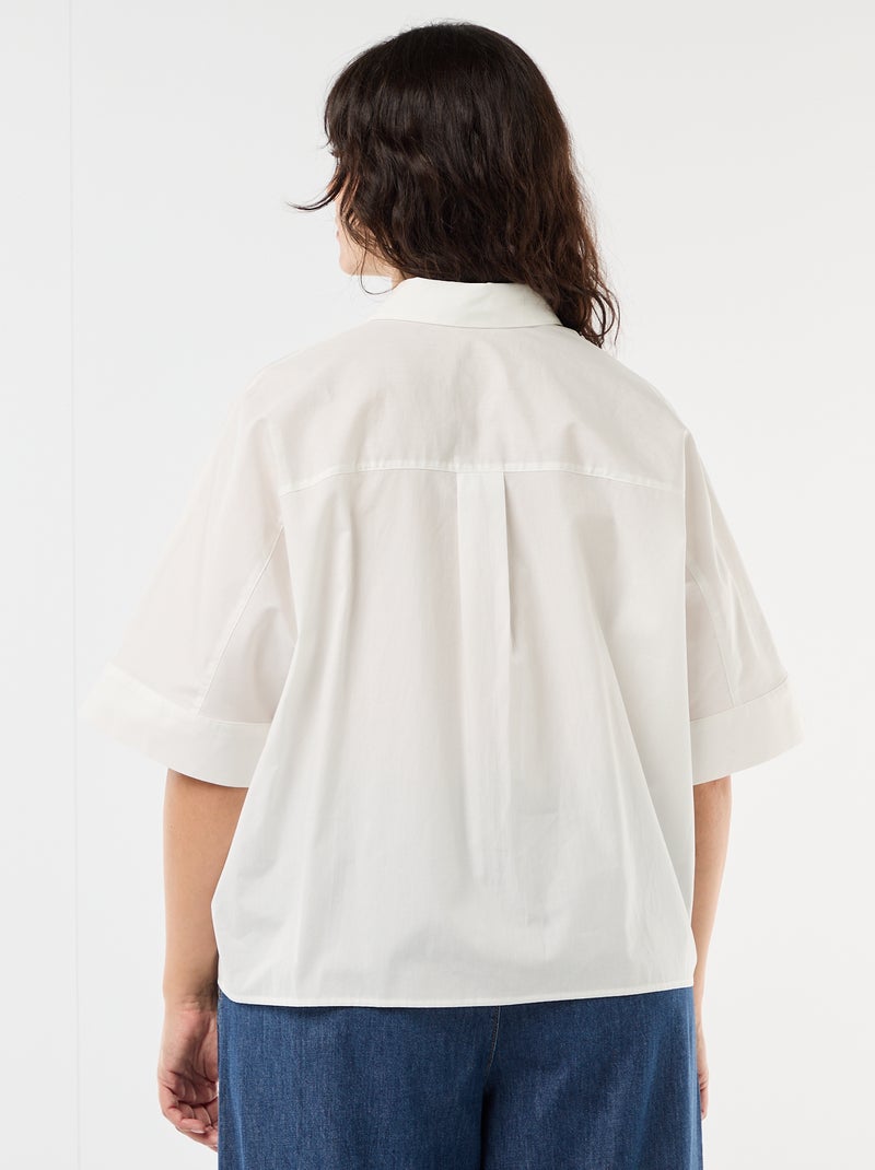 Satijnen blouse met zeesterknopen Wit - Kiabi
