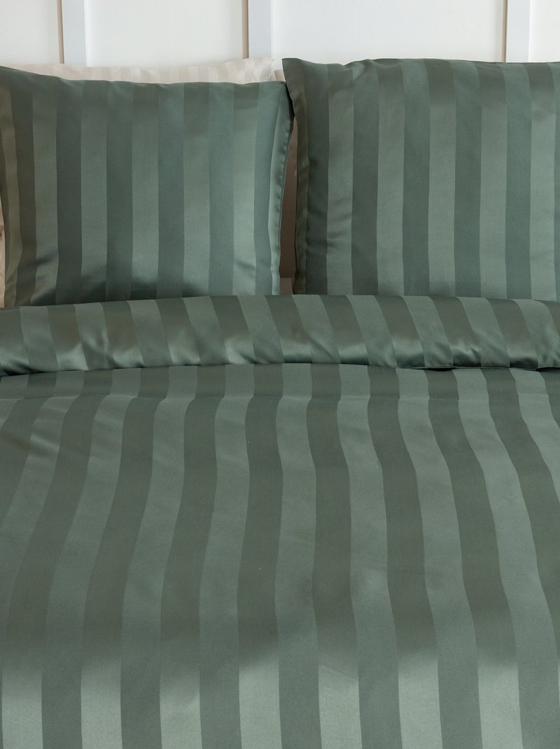 Satijnen dekbedset voor 1- of 2-persoonsbed  + 2 kussenslopen Groen - Kiabi