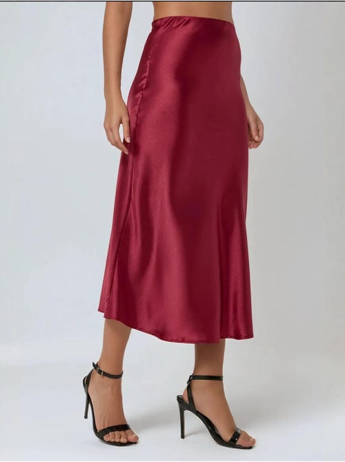 Satijnen midi-rok met hoge taille hiccup - Kiabi Satijnen midi-rok met hoge taille hiccup - Kiabi