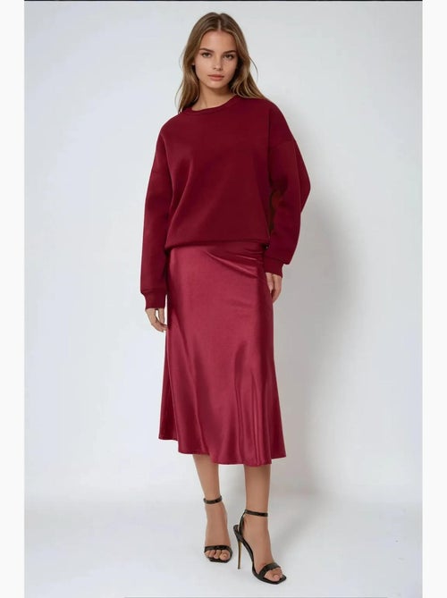 Satijnen midi-rok met hoge taille hiccup - Kiabi Satijnen midi-rok met hoge taille hiccup - Kiabi