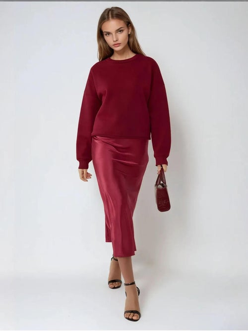 Satijnen midi-rok met hoge taille hiccup - Kiabi Satijnen midi-rok met hoge taille hiccup - Kiabi