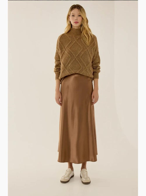 Satijnen midi-rok met hoge taille hiccup - Kiabi Satijnen midi-rok met hoge taille hiccup - Kiabi