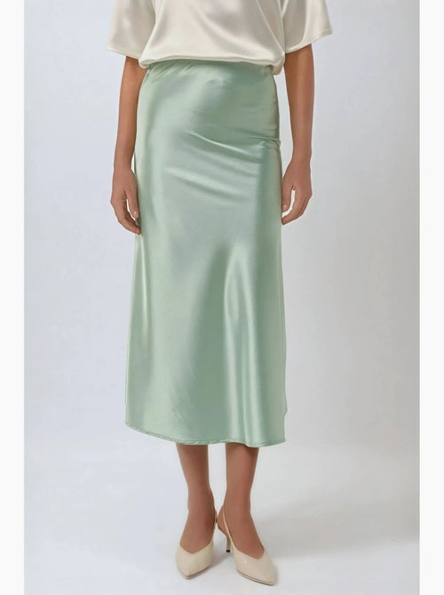 Satijnen midi-rok met hoge taille hiccup - Kiabi Satijnen midi-rok met hoge taille hiccup - Kiabi