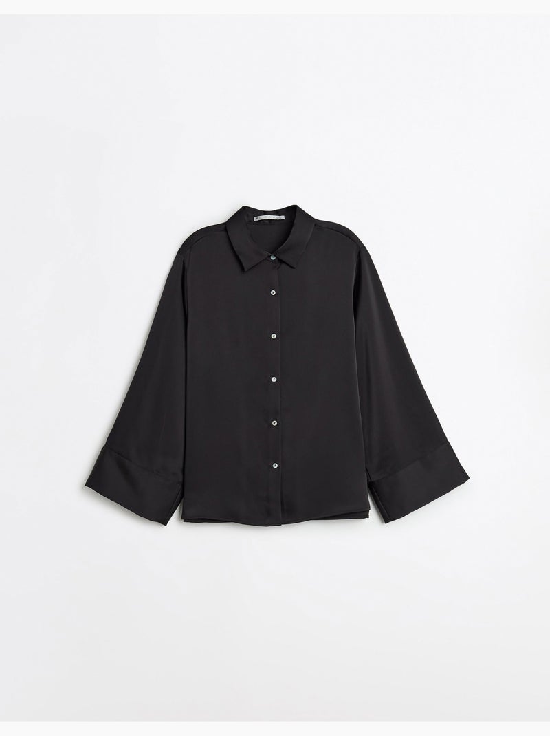 Satijnen overhemd, MO Fashion Zwart - Kiabi