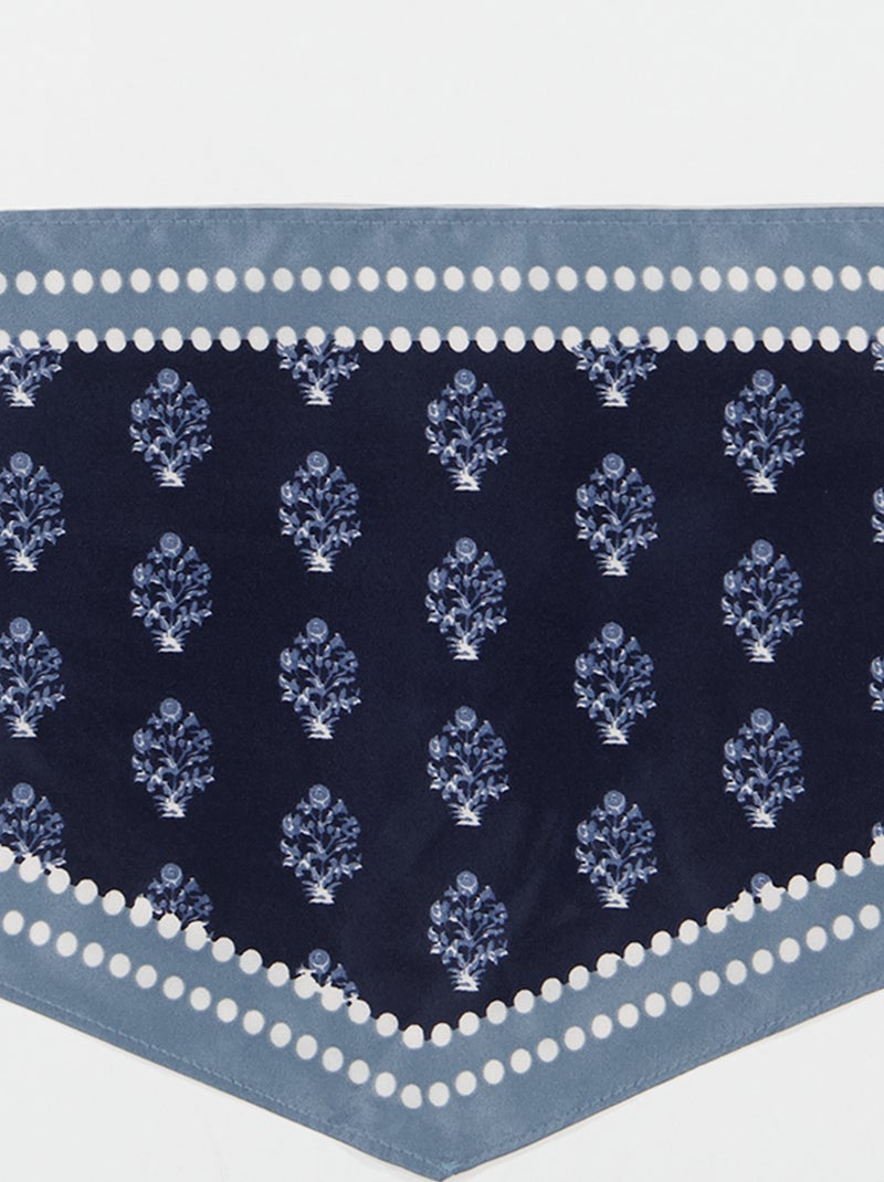 Satijnen sjaal met fantasieprint Blauw - Kiabi