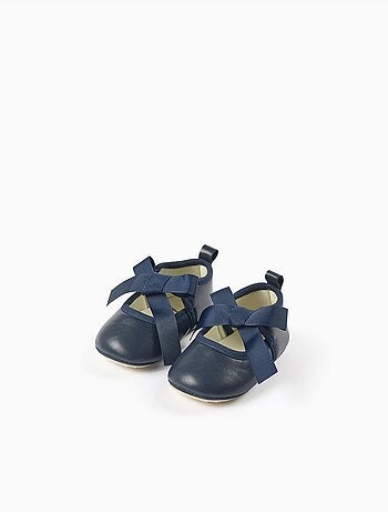Satijnen strik ballerina's, synthetisch leer